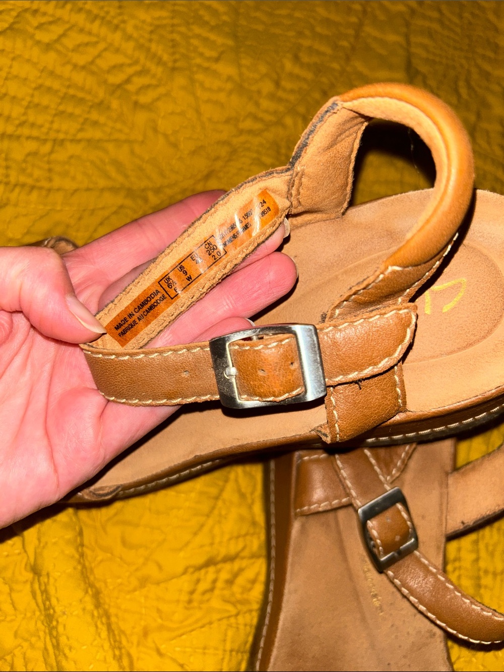 Clarks Tan Leather Slingback Wedge Sandals - Picture 4 of 8